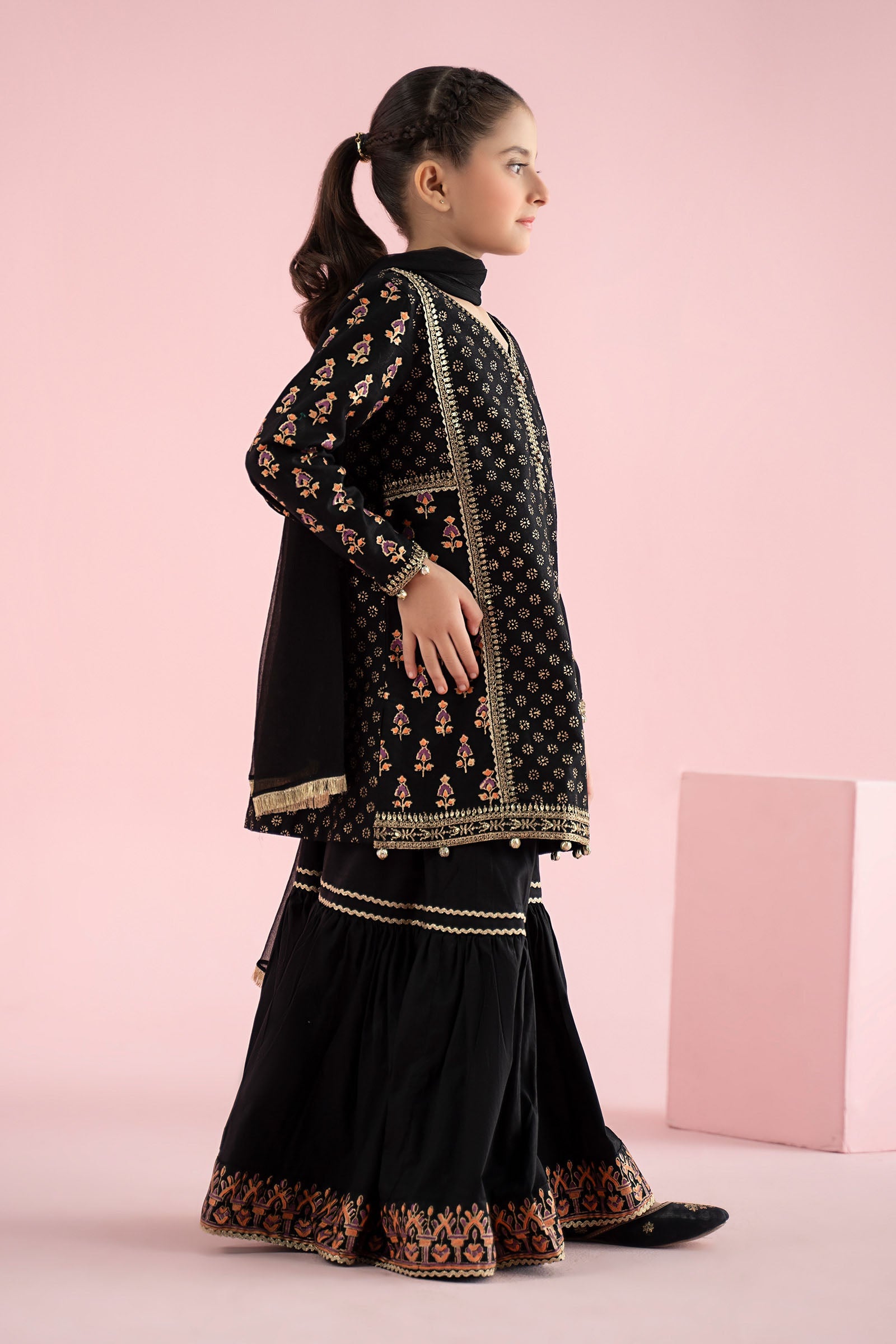 3 Piece Embroidered Karandi Suit - Kids Clothing - available at Maria Faisal in UK and USA.