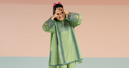 3 Piece Embroidered Dobby Lawn Suit - Kids Clothing - available at Maria Faisal in UK and USA.