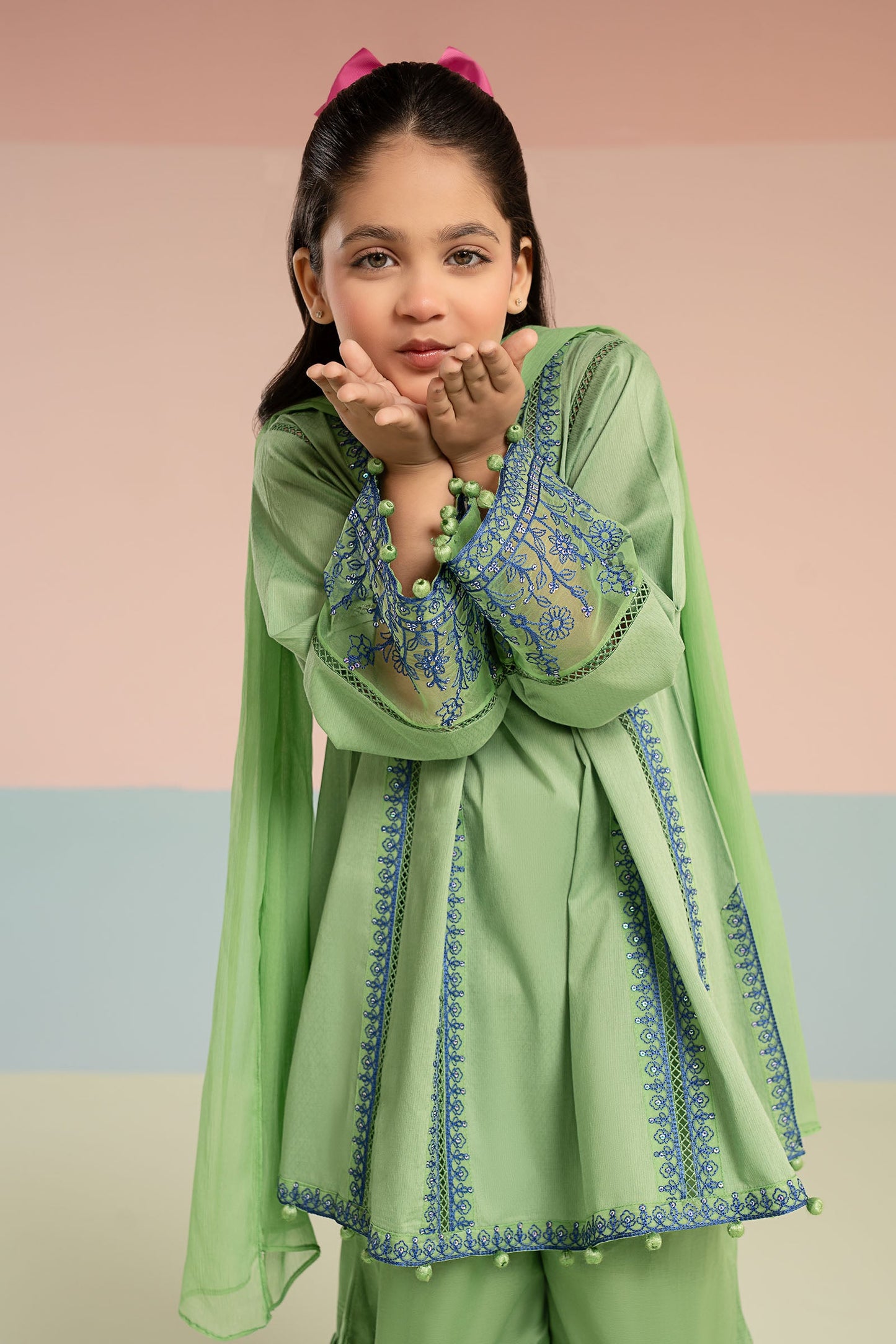3 Piece Embroidered Dobby Lawn Suit - Kids Clothing - available at Maria Faisal in UK and USA.