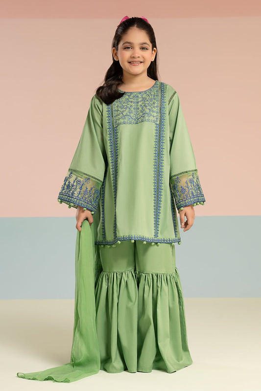 3 Piece Embroidered Dobby Lawn Suit - Kids Clothing - available at Maria Faisal in UK and USA.