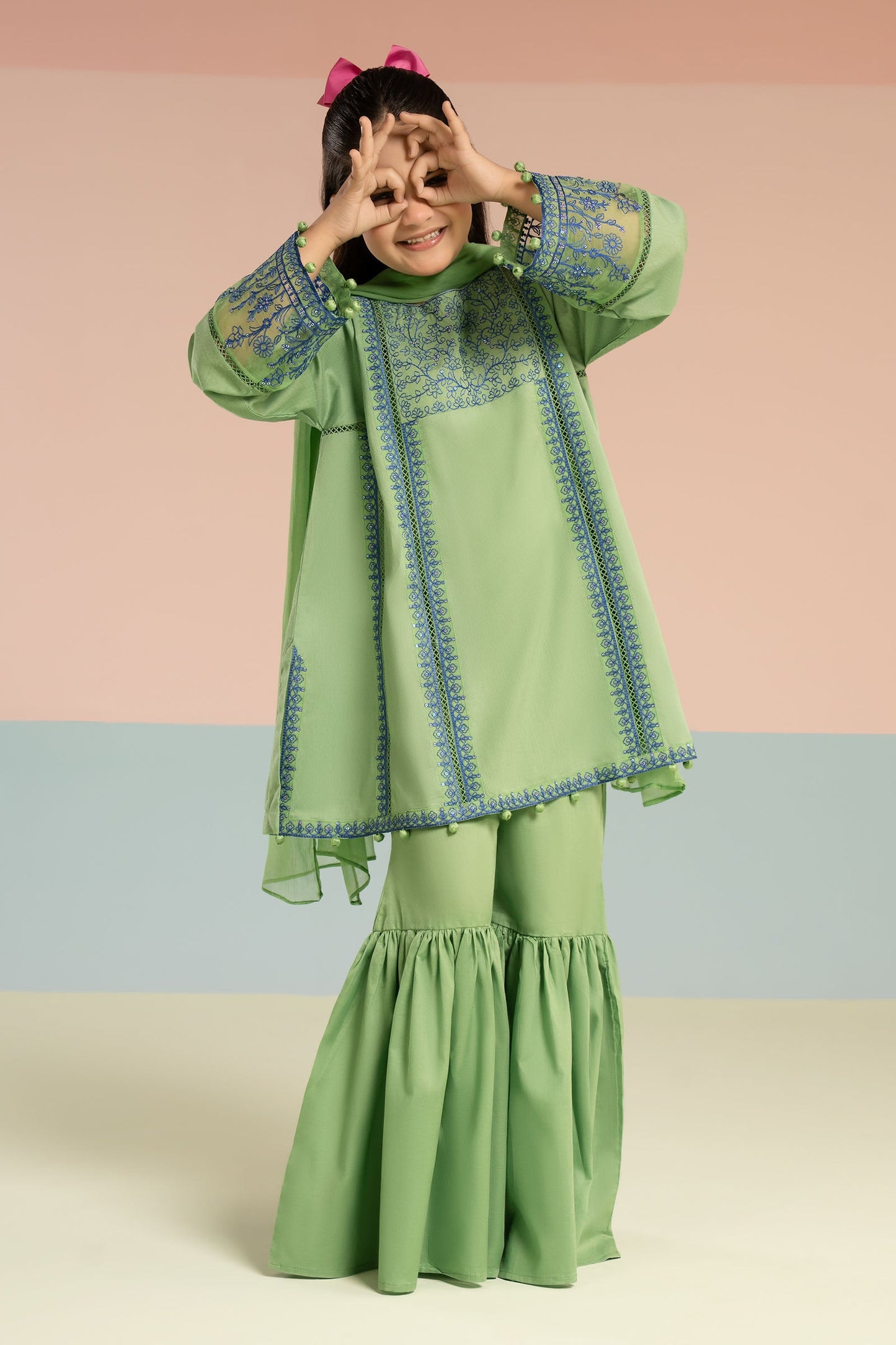 3 Piece Embroidered Dobby Lawn Suit - Kids Clothing - available at Maria Faisal in UK and USA.