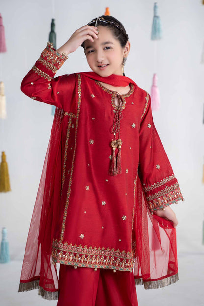 Maria B | 3 Piece Embroidered Yarn Dyed Suit | MKS-EA24-19 by Maria Faisal - Registered Vendor of : Maria B - type : Kids Clothes - 100% original wedding dresses