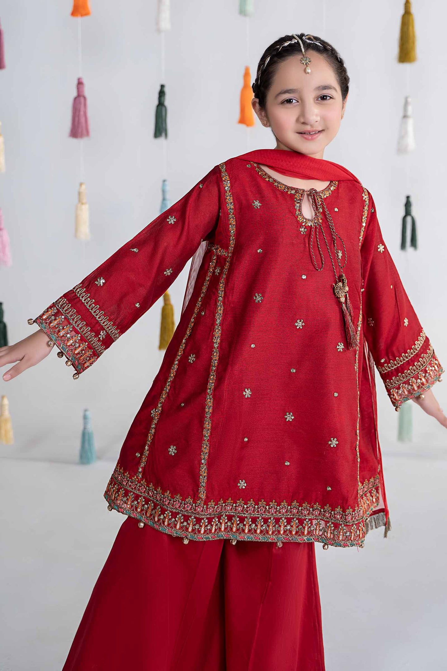 Maria B | 3 Piece Embroidered Yarn Dyed Suit | MKS-EA24-19 by Maria Faisal - Registered Vendor of : Maria B - type : Kids Clothes - 100% original wedding dresses