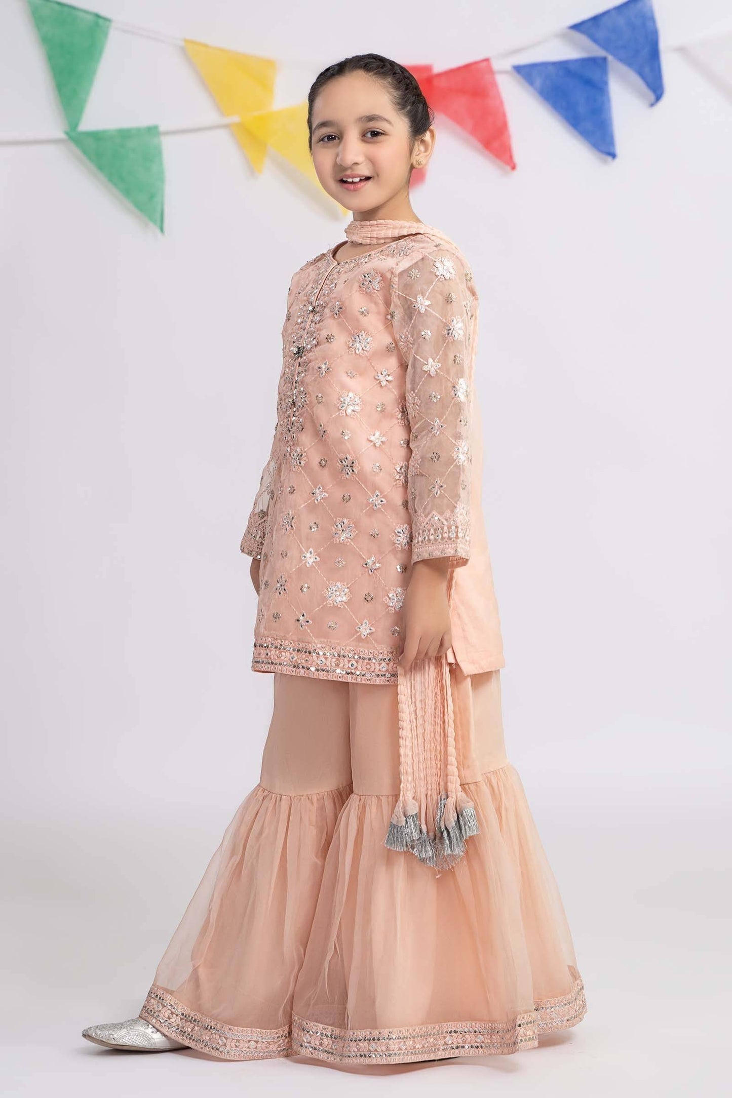 Maria B | 3 Piece Embroidered Organza Suit | MKS-EF24-11 by Maria Faisal - Registered Vendor of : Maria B - type : Kids Clothes - 100% original wedding dresses