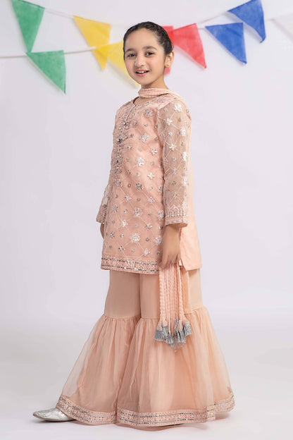 Maria B | 3 Piece Embroidered Organza Suit | MKS-EF24-11 by Maria Faisal - Registered Vendor of : Maria B - type : Kids Clothes - 100% original wedding dresses