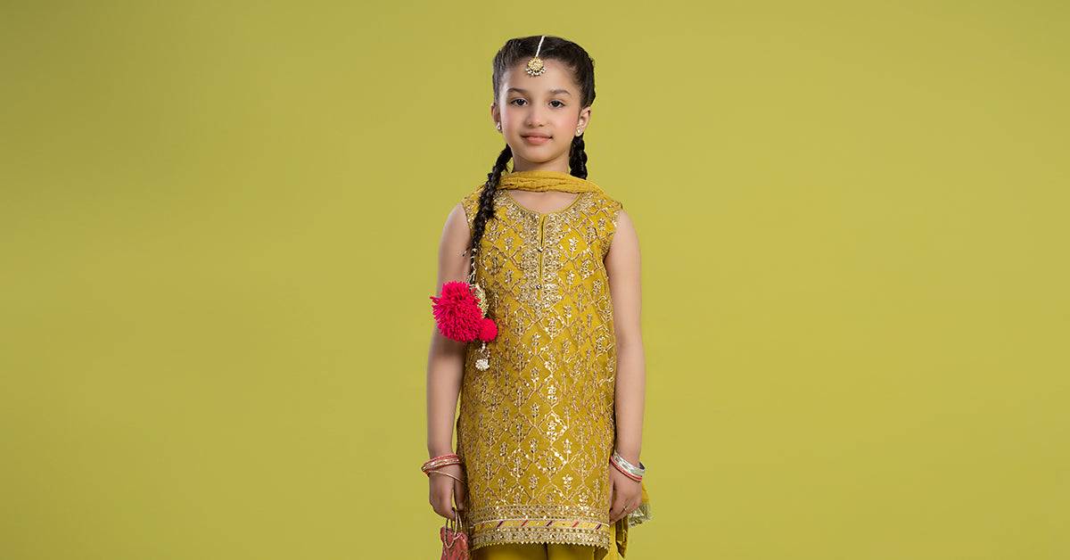 Maria B | 3 Piece Embroidered Organza Suit | MKS-EF24-14 by Maria Faisal - Registered Vendor of : Maria B - type : Kids Clothes - 100% original wedding dresses