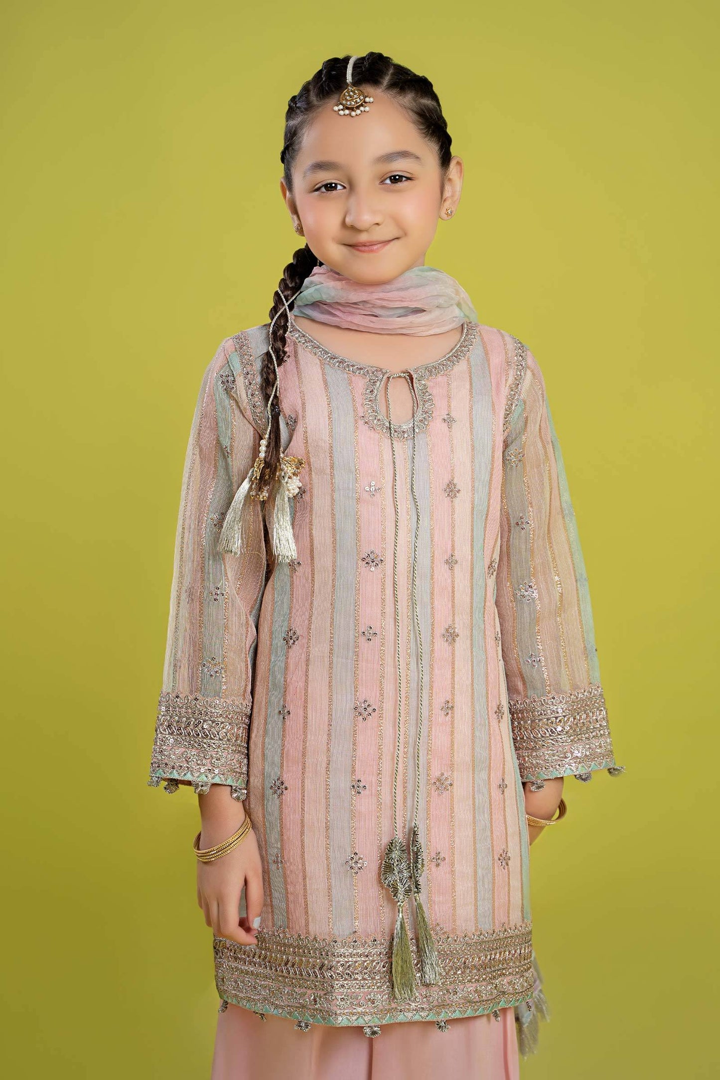 Maria B | 3 Piece Embroidered Yarn Dyed Suit | MKS-EF24-32 by Maria Faisal - Registered Vendor of : Maria B - type : Kids Clothes - 100% original wedding dresses