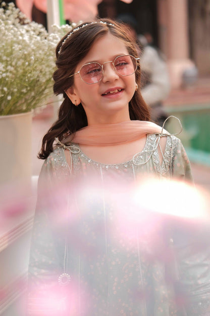 3 Piece Embroidered Cotton Satin Suit - Kids Clothes - available at Maria Faisal in UK and USA