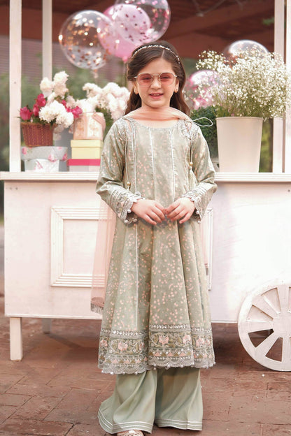 3 Piece Embroidered Cotton Satin Suit - Kids Clothes - available at Maria Faisal in UK and USA