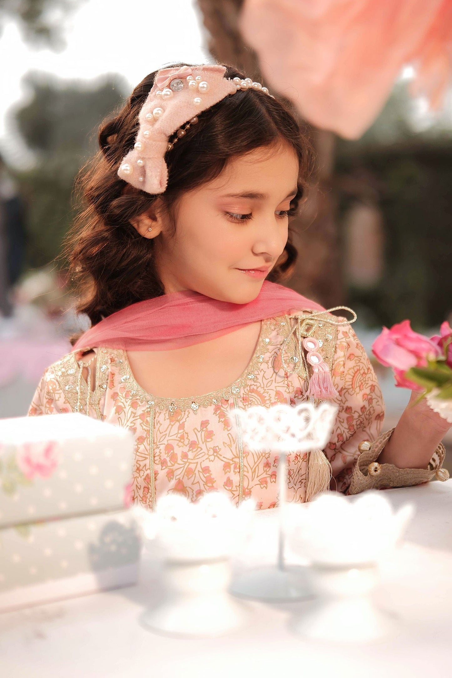 3 Piece Embroidered Cotton Satin Suit - Kids Clothes - available at Maria Faisal in UK and USA