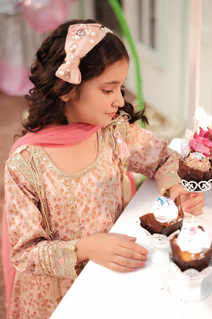 3 Piece Embroidered Cotton Satin Suit - Kids Clothes - available at Maria Faisal in UK and USA