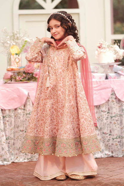 3 Piece Embroidered Cotton Satin Suit - Kids Clothes - available at Maria Faisal in UK and USA