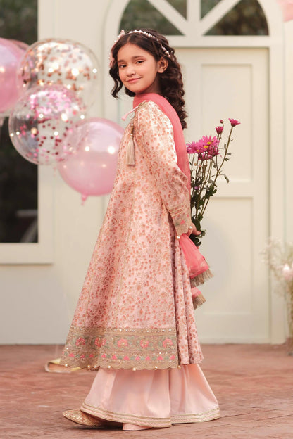 3 Piece Embroidered Cotton Satin Suit - Kids Clothes - available at Maria Faisal in UK and USA