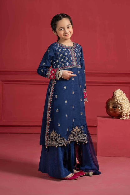 Maria B | Suit Blue MKS-W23-12 by Maria Faisal - Registered Vendor of : Maria B - type : Kids Clothes - 100% original wedding dresses