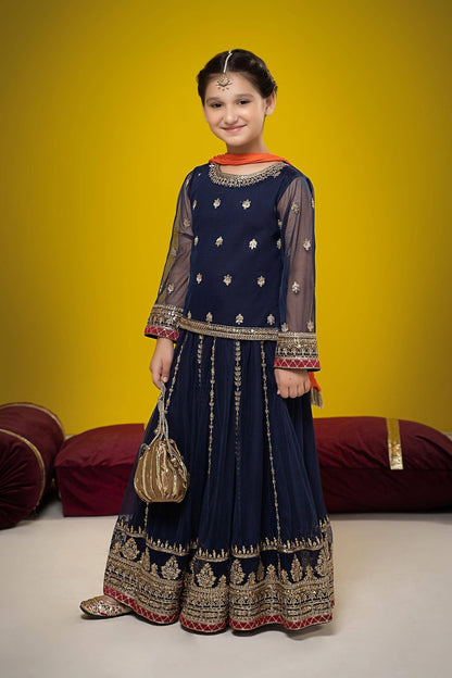Maria B | Suit Navy Blue MKS-W23-35 by Maria Faisal - Registered Vendor of : Maria B - type : Kids Clothes - 100% original wedding dresses