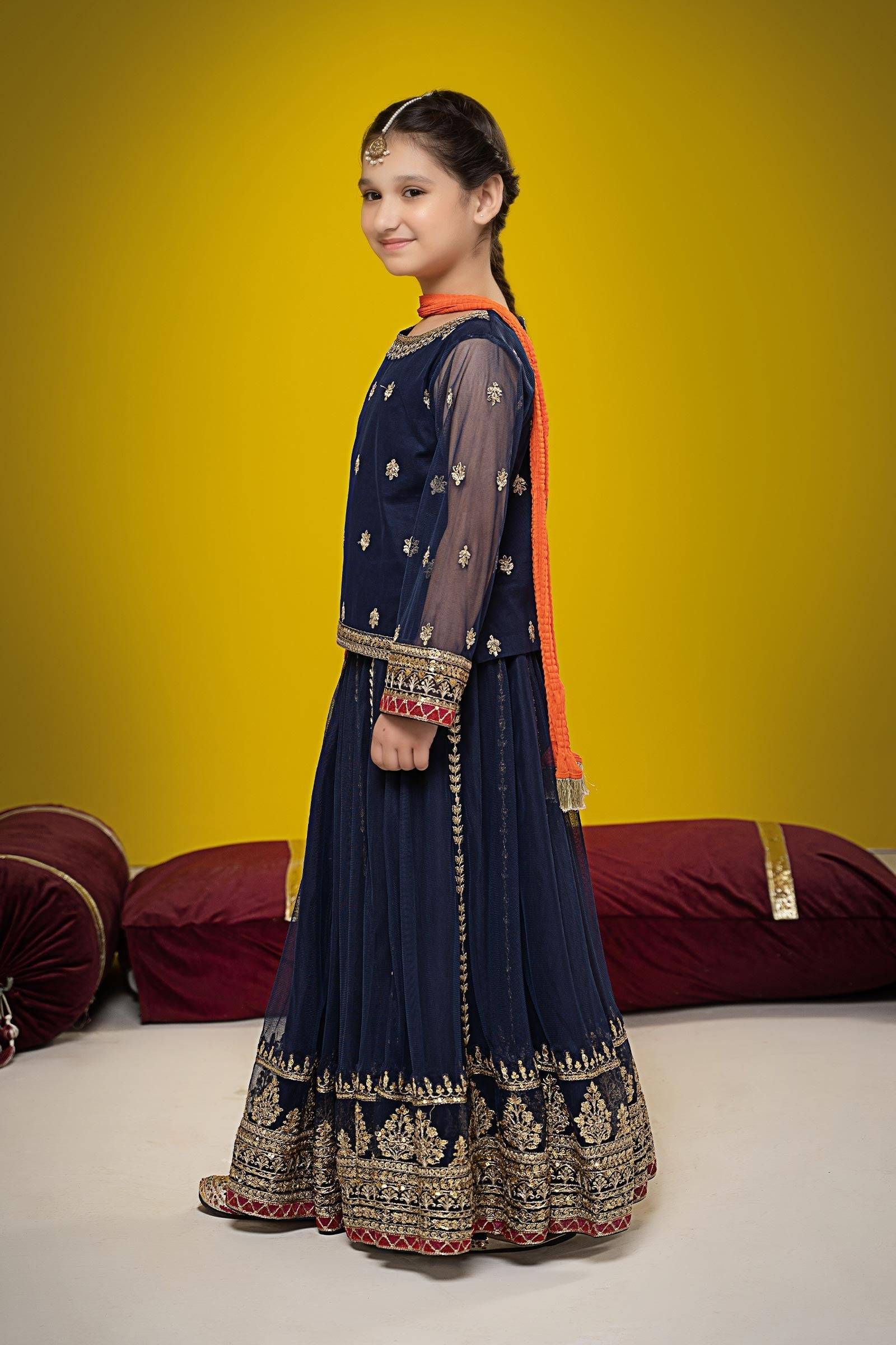 Maria B | Suit Navy Blue MKS-W23-35 by Maria Faisal - Registered Vendor of : Maria B - type : Kids Clothes - 100% original wedding dresses