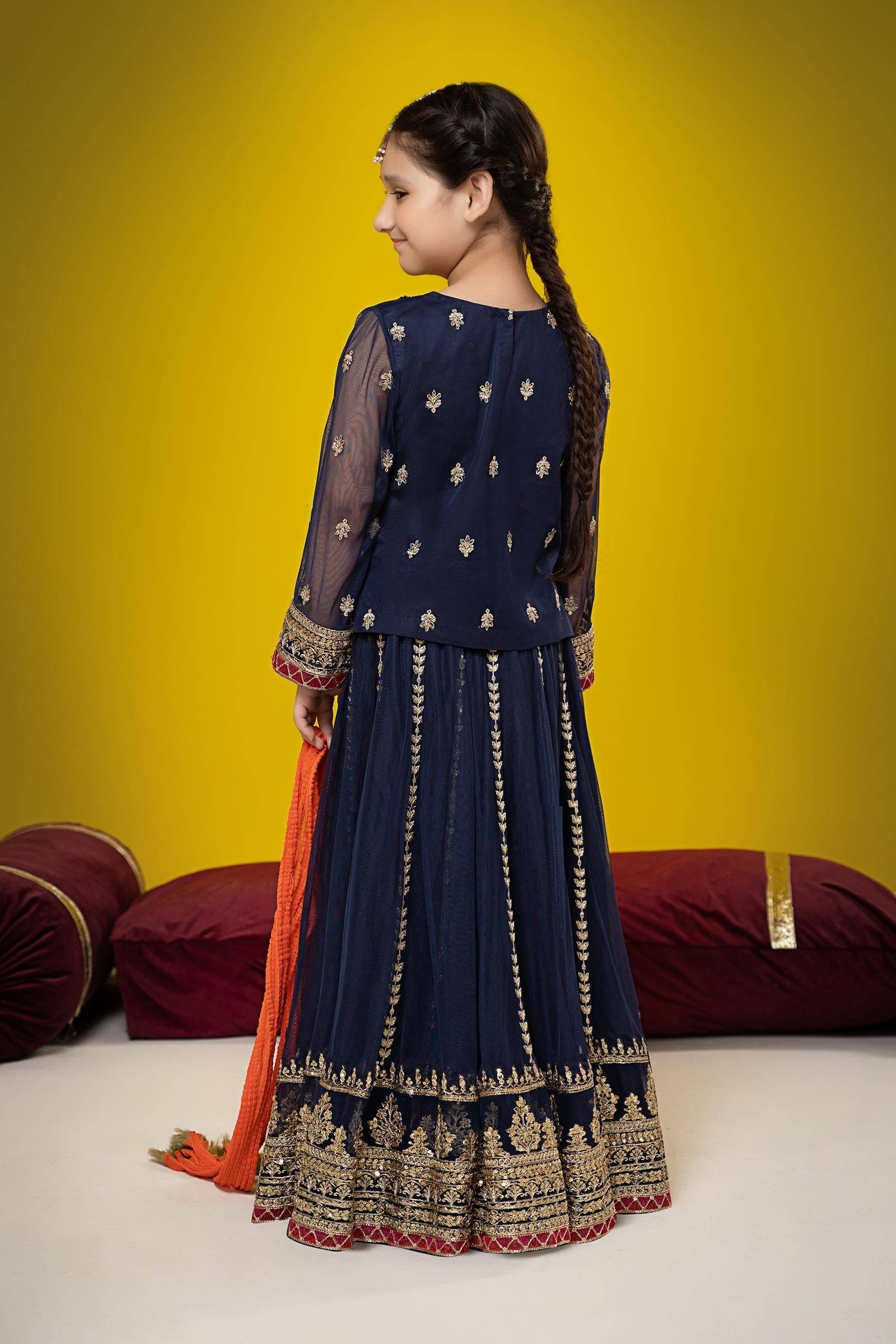 Maria B | Suit Navy Blue MKS-W23-35 by Maria Faisal - Registered Vendor of : Maria B - type : Kids Clothes - 100% original wedding dresses