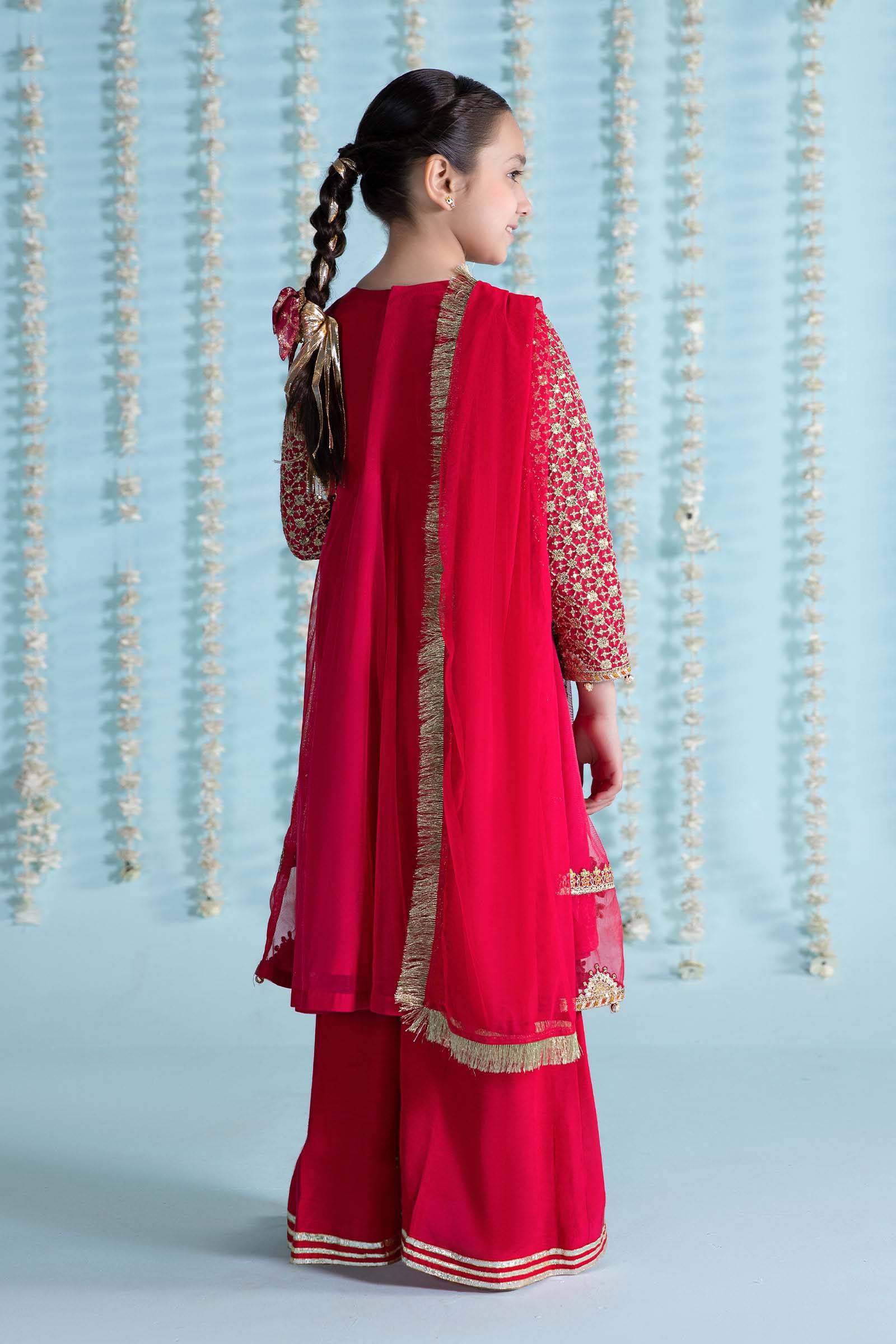 Maria B | 3 Piece Embroidered Net Suit | MKS-EA24-02 by Maria Faisal - Registered Vendor of : Maria B - type : Kids Clothes - 100% original wedding dresses