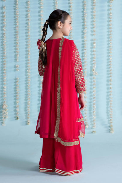 Maria B | 3 Piece Embroidered Net Suit | MKS-EA24-02 by Maria Faisal - Registered Vendor of : Maria B - type : Kids Clothes - 100% original wedding dresses