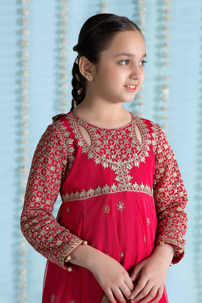 Maria B | 3 Piece Embroidered Net Suit | MKS-EA24-02 by Maria Faisal - Registered Vendor of : Maria B - type : Kids Clothes - 100% original wedding dresses