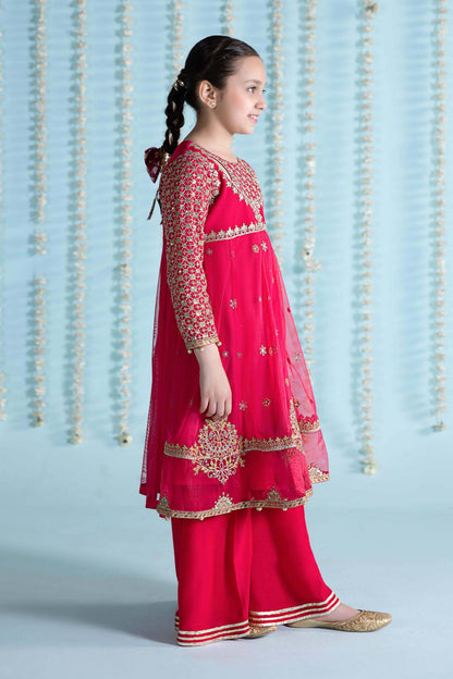 Maria B | 3 Piece Embroidered Net Suit | MKS-EA24-02 by Maria Faisal - Registered Vendor of : Maria B - type : Kids Clothes - 100% original wedding dresses