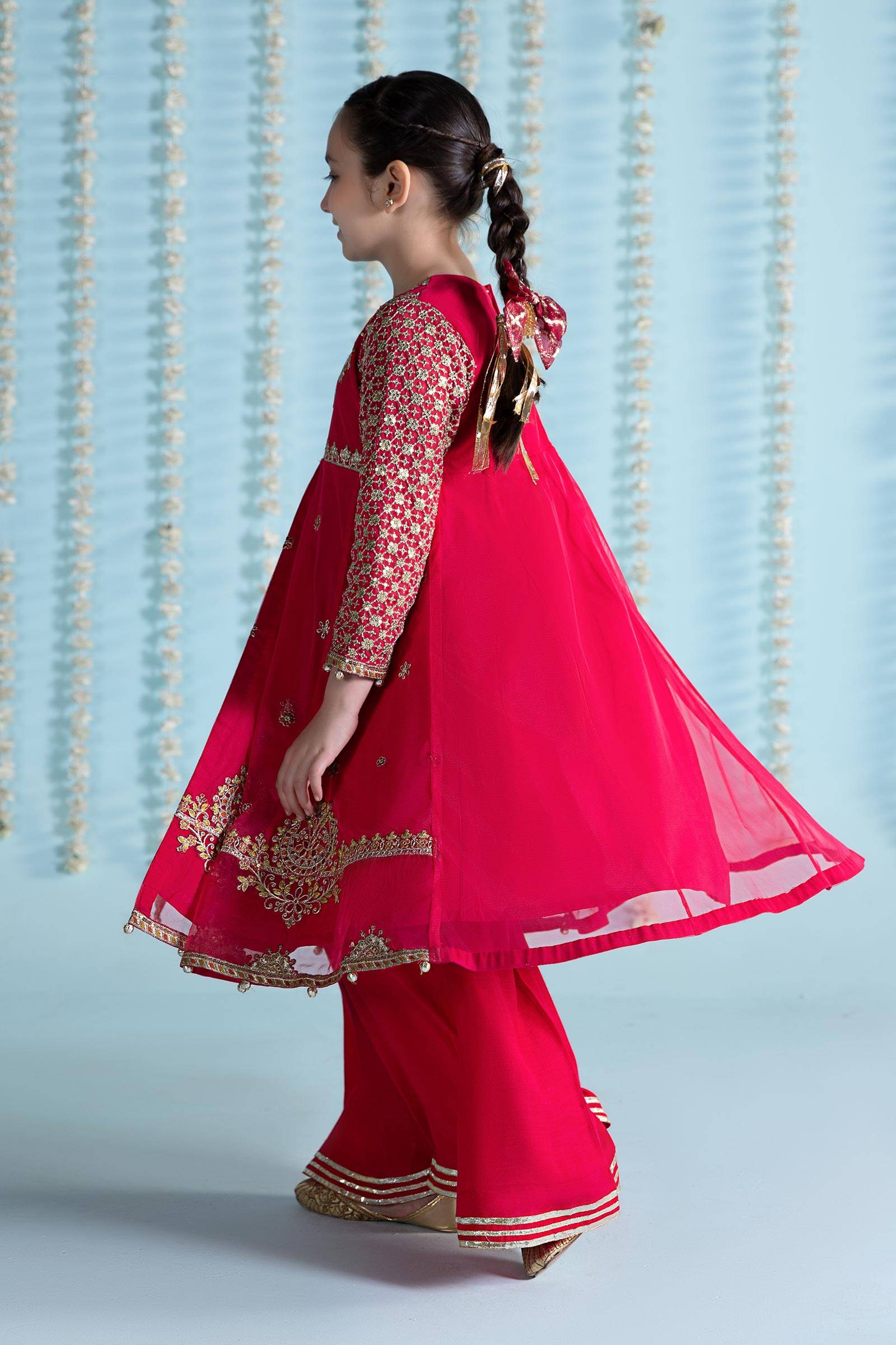 Maria B | 3 Piece Embroidered Net Suit | MKS-EA24-02 by Maria Faisal - Registered Vendor of : Maria B - type : Kids Clothes - 100% original wedding dresses
