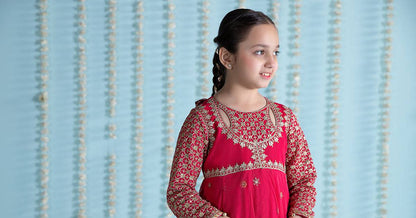 Maria B | 3 Piece Embroidered Net Suit | MKS-EA24-02 by Maria Faisal - Registered Vendor of : Maria B - type : Kids Clothes - 100% original wedding dresses