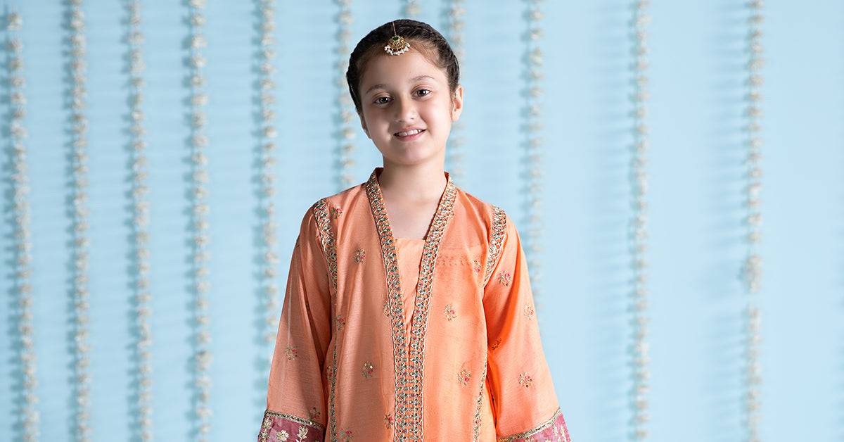 Maria B | 3 Piece Embroidered Paper Cotton Suit | MKS-EA24-04 by Maria Faisal - Registered Vendor of : Maria B - type : Kids Clothes - 100% original wedding dresses