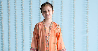 Maria B | 3 Piece Embroidered Paper Cotton Suit | MKS-EA24-04 by Maria Faisal - Registered Vendor of : Maria B - type : Kids Clothes - 100% original wedding dresses