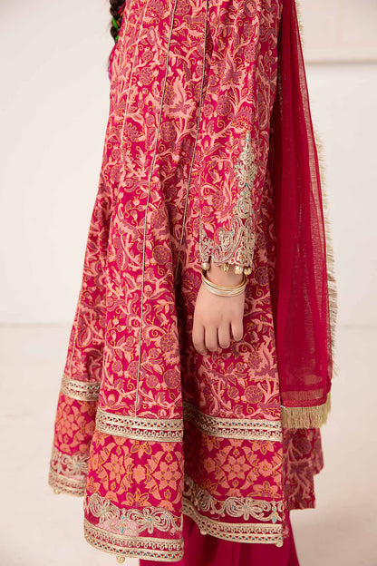 Maria B | 3 Piece Printed Raw Silk Suit | MKS-EA24-05 by Maria Faisal - Registered Vendor of : Maria B - type : Kids Clothes - 100% original wedding dresses