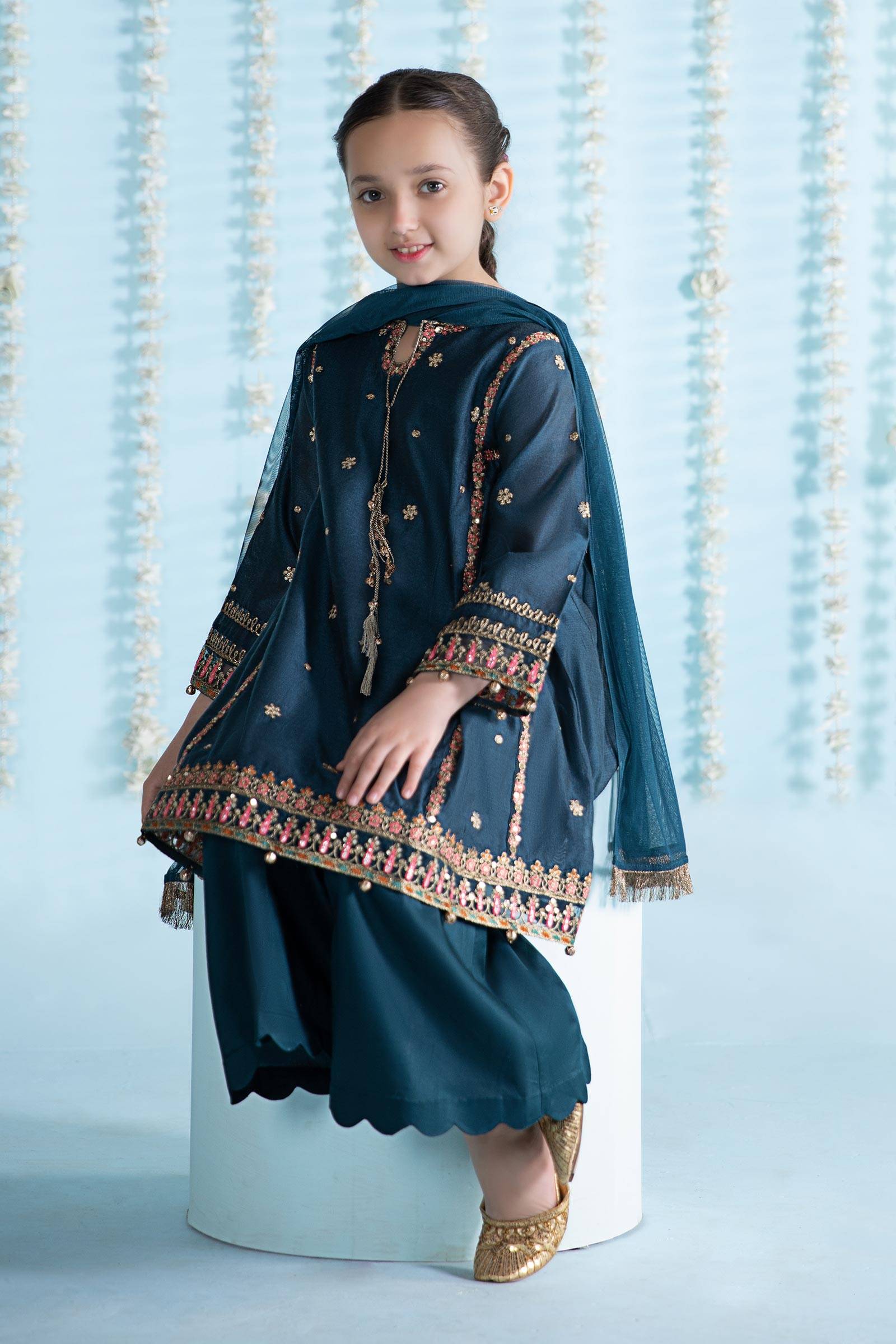 Maria B | 3 Piece Embroidered Yarn Dyed Suit | MKS-EA24-19 by Maria Faisal - Registered Vendor of : Maria B - type : Kids Clothes - 100% original wedding dresses