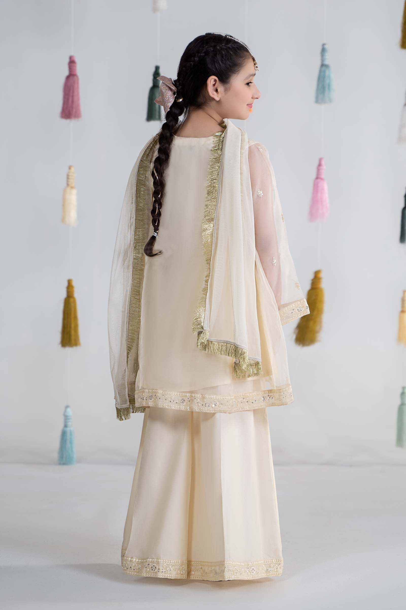 Maria B | 3 Piece Embroidered Organza Suit | MKS-EA24-25 by Maria Faisal - Registered Vendor of : Maria B - type : Kids Clothes - 100% original wedding dresses