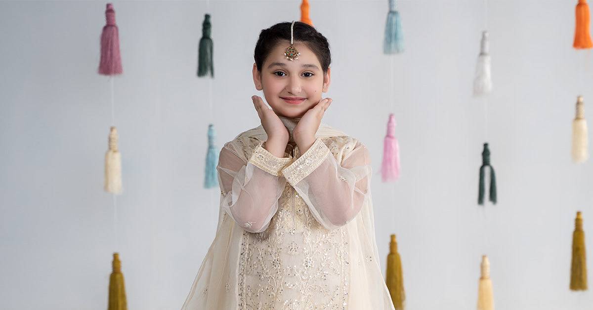 Maria B | 3 Piece Embroidered Organza Suit | MKS-EA24-25 by Maria Faisal - Registered Vendor of : Maria B - type : Kids Clothes - 100% original wedding dresses