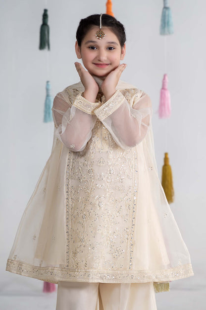 Maria B | 3 Piece Embroidered Organza Suit | MKS-EA24-25 by Maria Faisal - Registered Vendor of : Maria B - type : Kids Clothes - 100% original wedding dresses