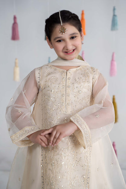 Maria B | 3 Piece Embroidered Organza Suit | MKS-EA24-25 by Maria Faisal - Registered Vendor of : Maria B - type : Kids Clothes - 100% original wedding dresses
