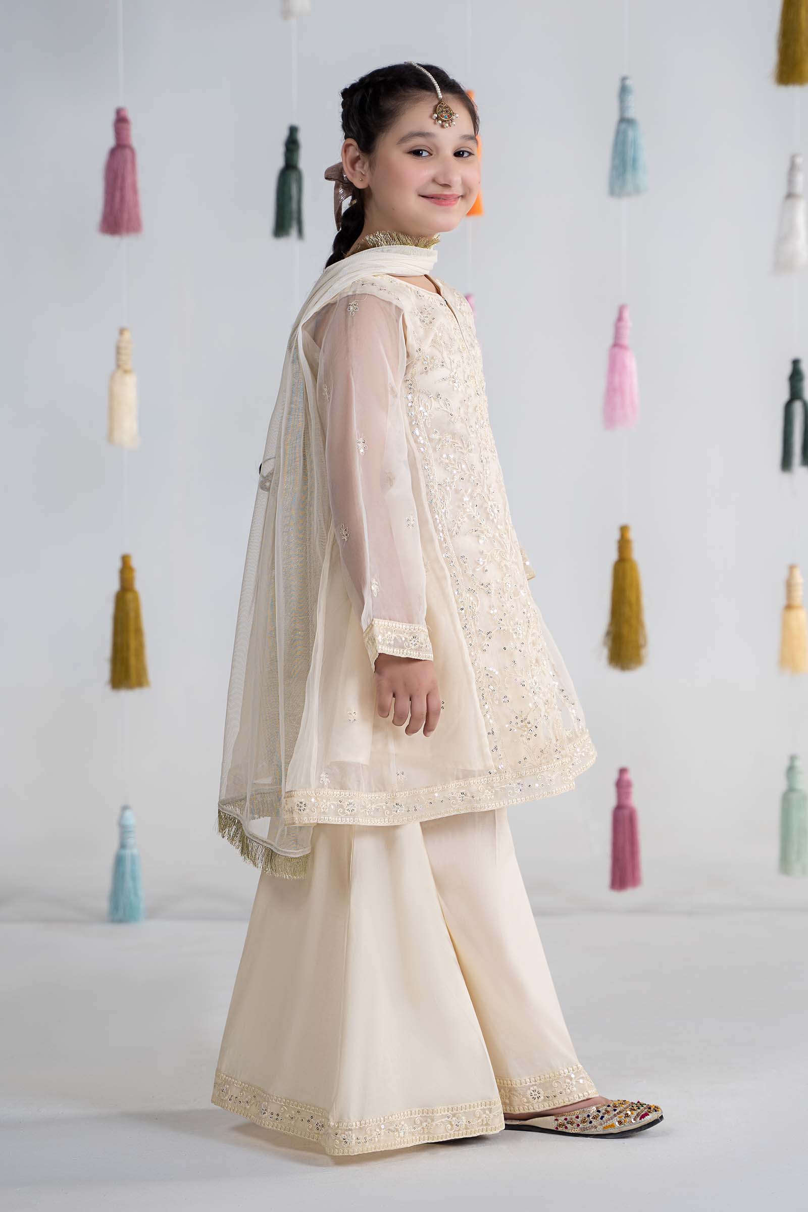 Maria B | 3 Piece Embroidered Organza Suit | MKS-EA24-25 by Maria Faisal - Registered Vendor of : Maria B - type : Kids Clothes - 100% original wedding dresses