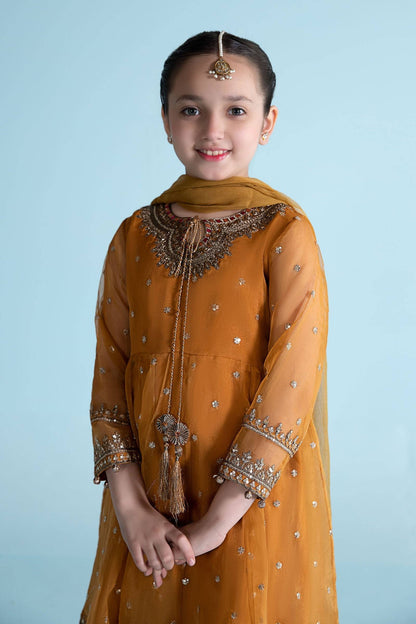 Maria B | 3 Piece Embroidered Organza Suit | MKS-EA24-28 by Maria Faisal - Registered Vendor of : Maria B - type : Kids Clothes - 100% original wedding dresses