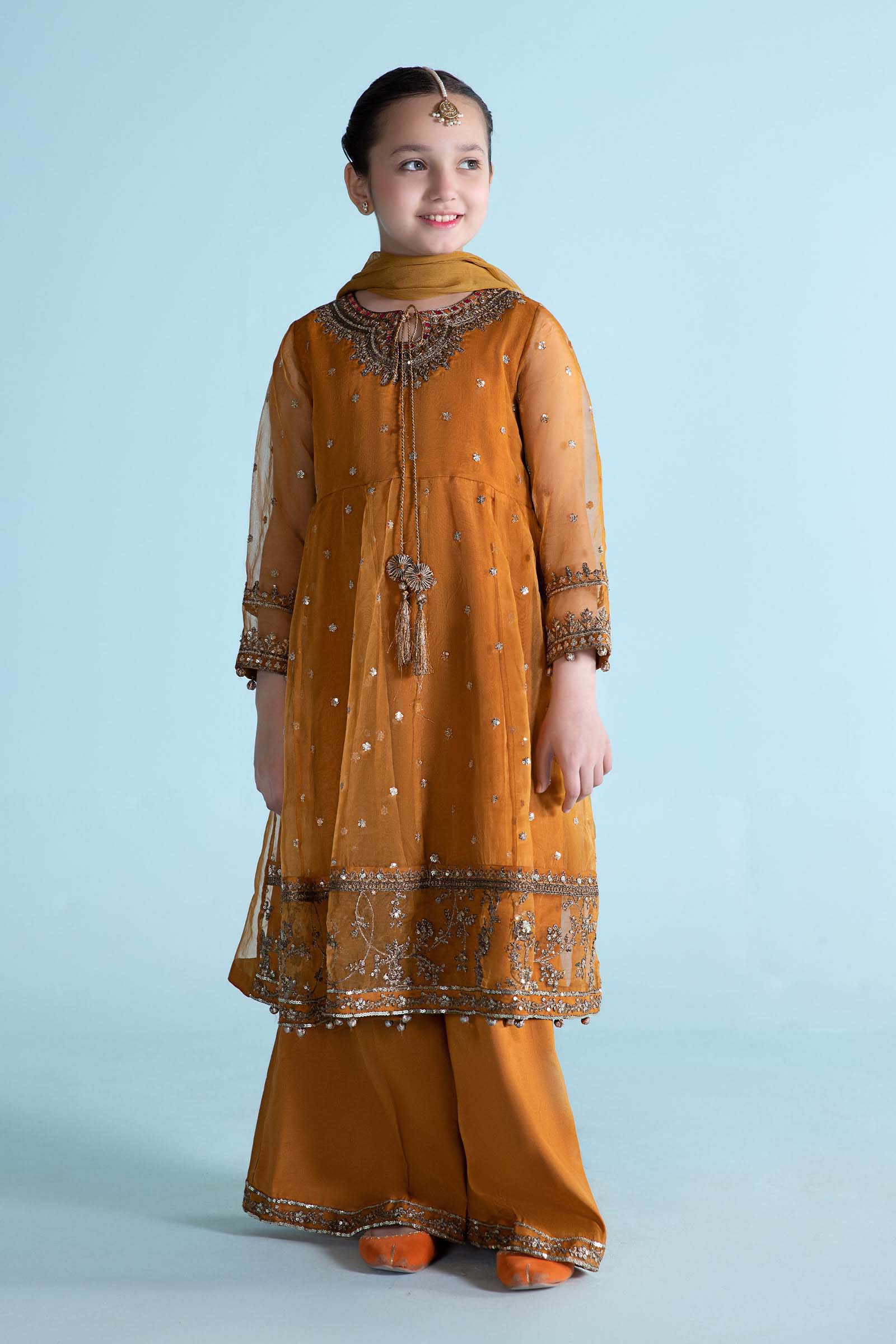 Maria B | 3 Piece Embroidered Organza Suit | MKS-EA24-28 by Maria Faisal - Registered Vendor of : Maria B - type : Kids Clothes - 100% original wedding dresses