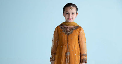 Maria B | 3 Piece Embroidered Organza Suit | MKS-EA24-28 by Maria Faisal - Registered Vendor of : Maria B - type : Kids Clothes - 100% original wedding dresses