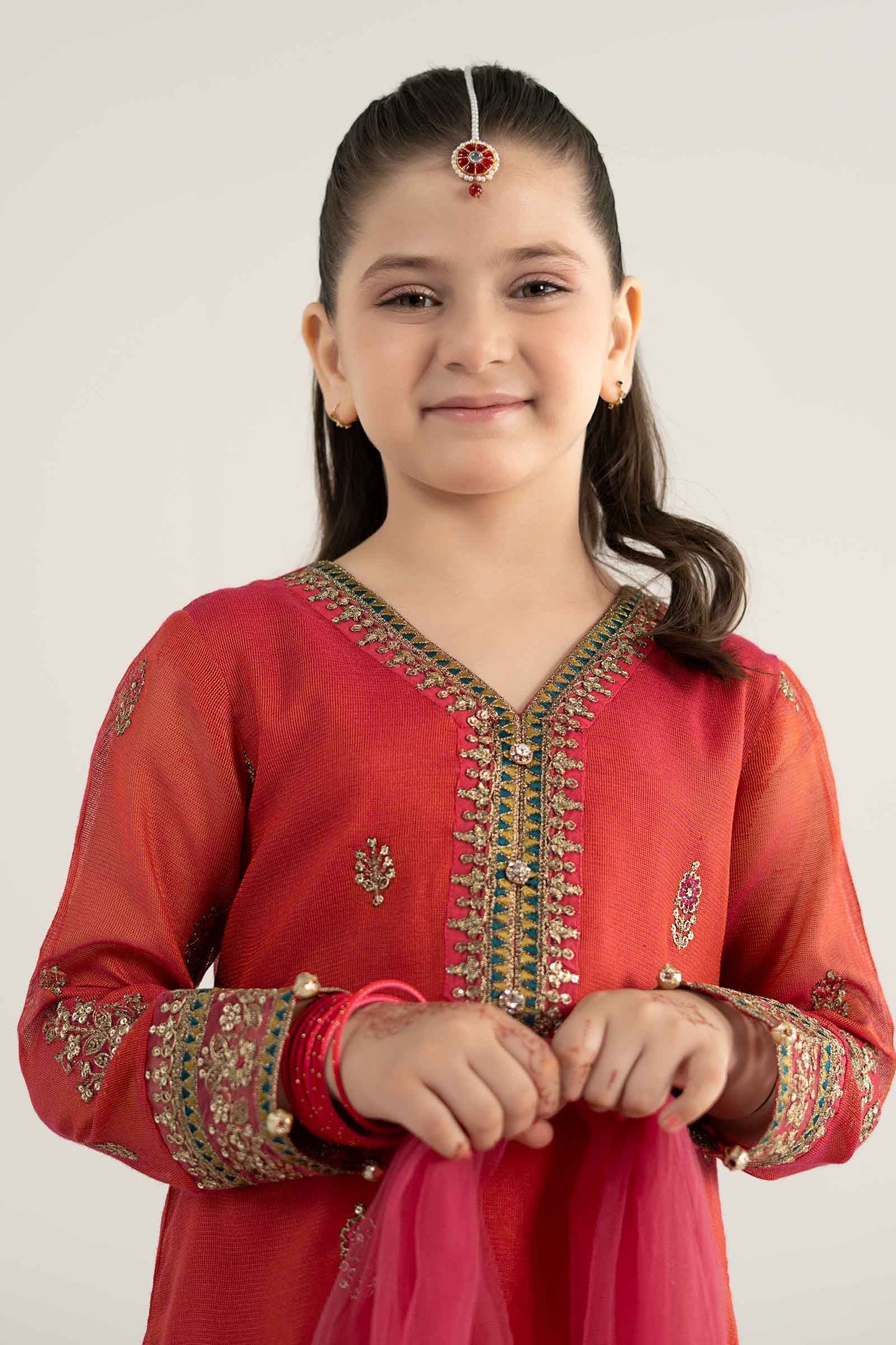 3 Piece Embroidered Khadi Net Suit - Kids Clothes - available at Maria Faisal in UK and USA