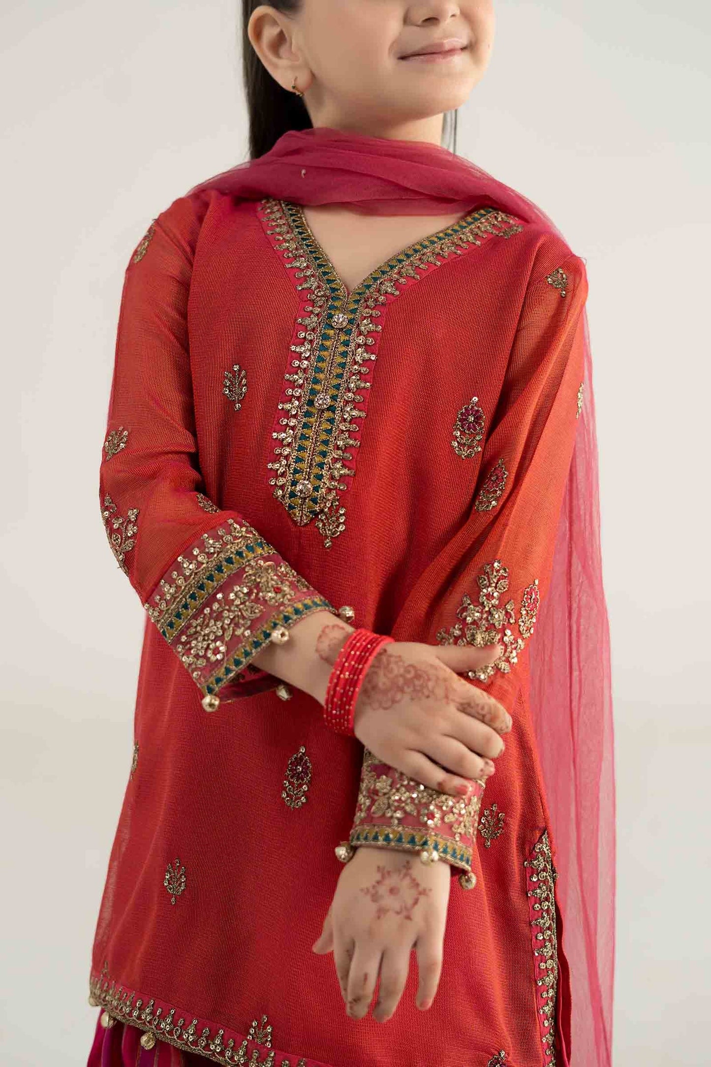 3 Piece Embroidered Khadi Net Suit - Kids Clothes - available at Maria Faisal in UK and USA