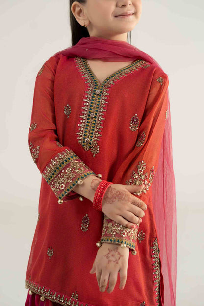3 Piece Embroidered Khadi Net Suit - Kids Clothes - available at Maria Faisal in UK and USA