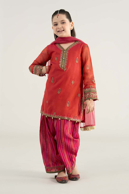 3 Piece Embroidered Khadi Net Suit - Kids Clothes - available at Maria Faisal in UK and USA