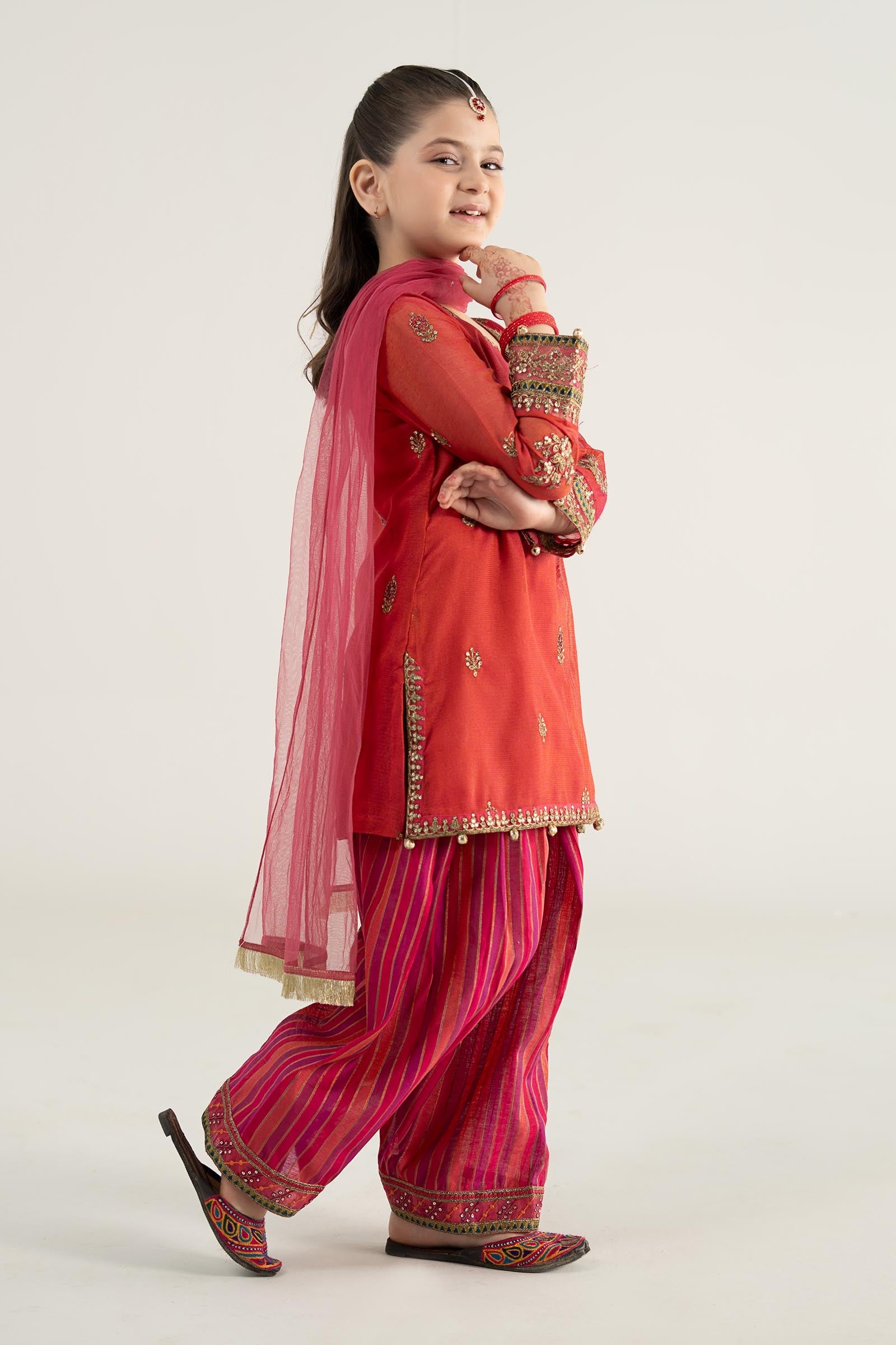 3 Piece Embroidered Khadi Net Suit - Kids Clothes - available at Maria Faisal in UK and USA