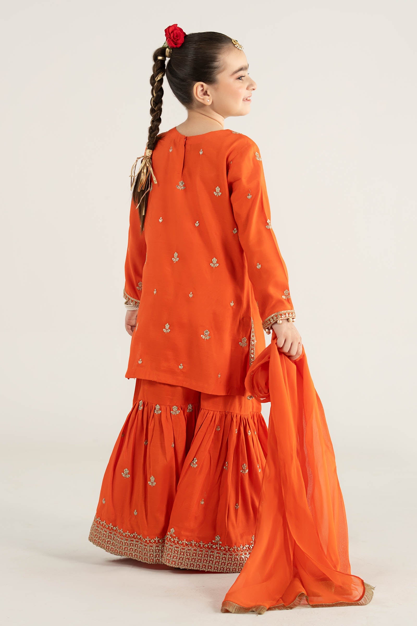 3 Piece Embroidered Raw Silk Suit - Kids Clothes - available at Maria Faisal in UK and USA
