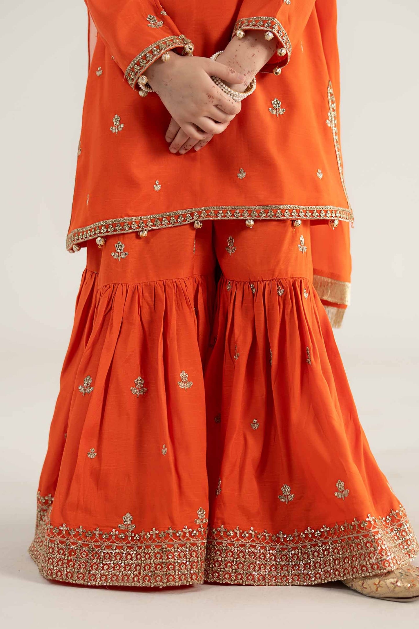 3 Piece Embroidered Raw Silk Suit - Kids Clothes - available at Maria Faisal in UK and USA