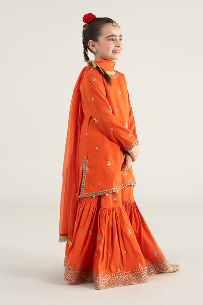 3 Piece Embroidered Raw Silk Suit - Kids Clothes - available at Maria Faisal in UK and USA