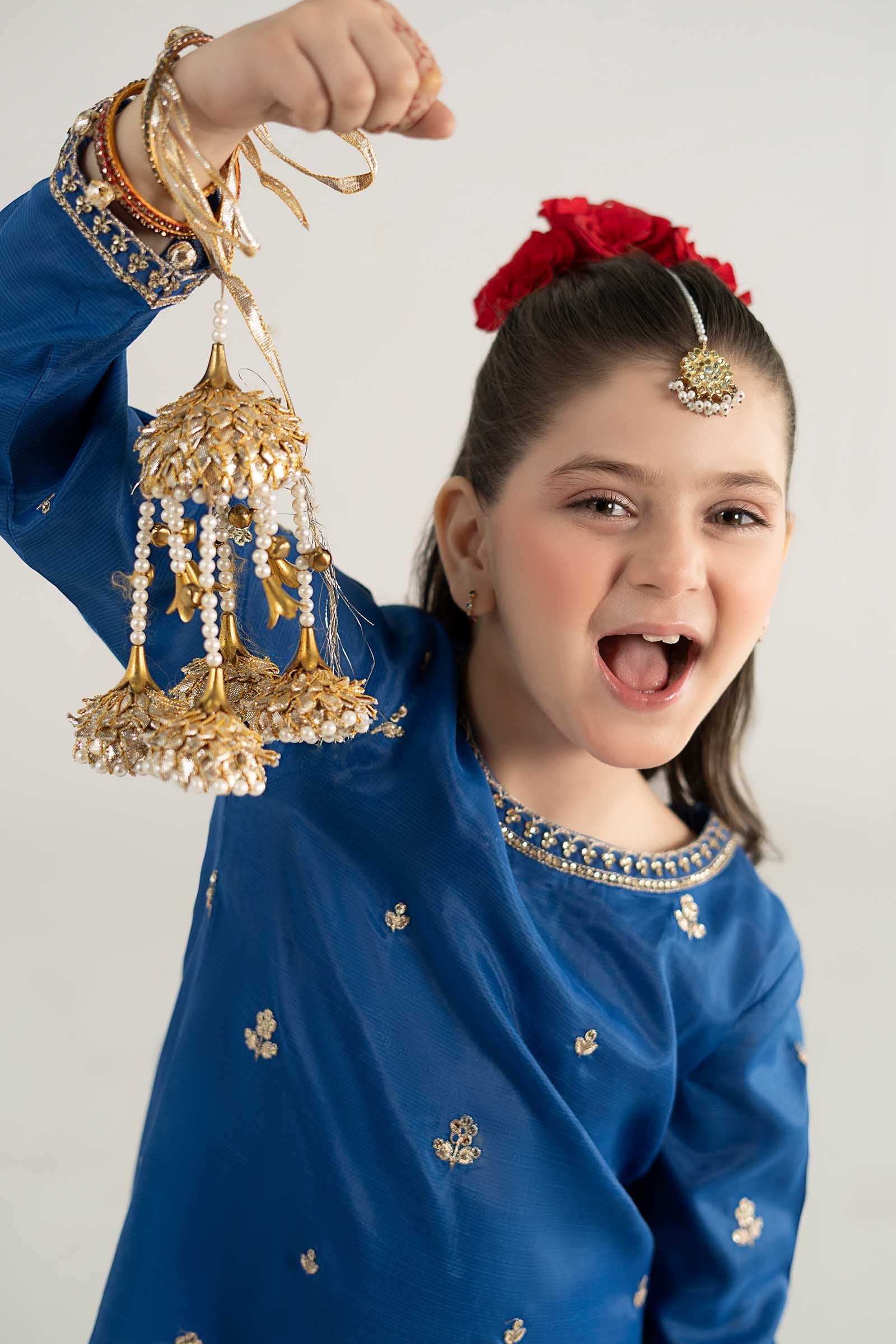 3 Piece Embroidered Raw Silk Suit - Kids Clothes - available at Maria Faisal in UK and USA