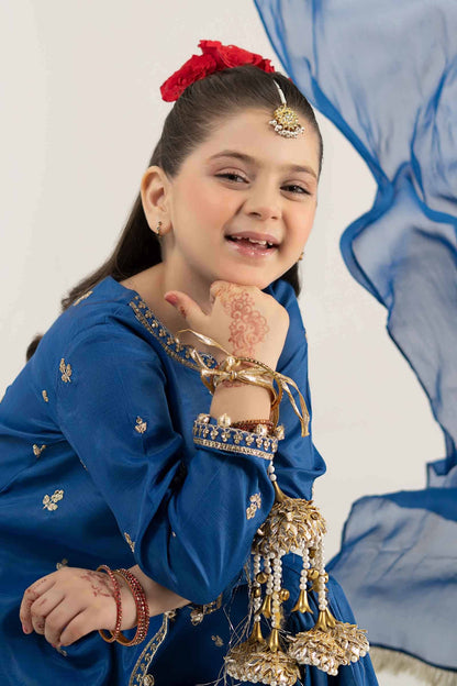 3 Piece Embroidered Raw Silk Suit - Kids Clothes - available at Maria Faisal in UK and USA