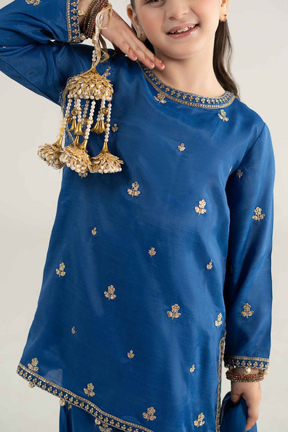 3 Piece Embroidered Raw Silk Suit - Kids Clothes - available at Maria Faisal in UK and USA